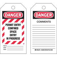 "Confined Space" Tags, Polyester, 3" W x 5-3/4" H, English Les Distributions ICE