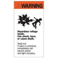 Enseigne Warning Hazardous Voltage, 8" x 4-1/2", Acrylique, Anglais avec pictogramme Les Distributions ICE