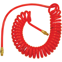 Flexcoil Self-Storing Polyurethane Air Hoses With Fittings, Air, 1/4" ID x 15' L, Polyurethane, 140 PSI at 23 °C Les Distributions ICE