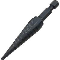 #1 Step Drill Bit, 1/8" - 1/2" , 1-3/2" Increments, High Speed Steel Les Distributions ICE