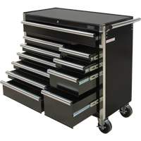 Industrial Tool Cart, 11 Drawers, 41" W x 18-3/4" D x 39-1/3" H, Black Les Distributions ICE