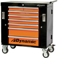 Armoire roulante, 8 tiroirs, 36" la x 18" p x 39-1/4" h, Noir/Orange Les Distributions ICE