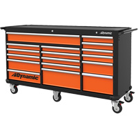 Armoire roulante, 17 tiroirs, 71" la x 24" p x 41" h, Noir/Orange Les Distributions ICE