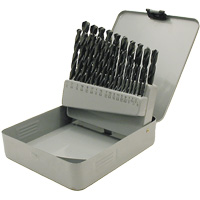 Coffret de forets en oxyde noir JET-KUT, 29 morceaux, Acier rapide Les Distributions ICE