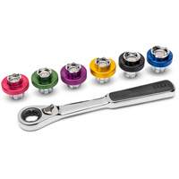 6 Point Magnetic Oil Drain Plug Metric Socket Set, 7 Pieces, 3/8" Drive Size Les Distributions ICE
