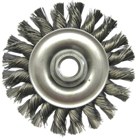 Wire Wheel Brushes, 4" Dia., 0.02" Fill, 5/8"-11 Arbor, Steel Les Distributions ICE