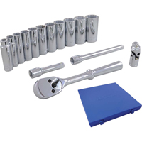 Socket & Attachment Set, 15 Pcs, 3/8" Drive Size, Deep Les Distributions ICE