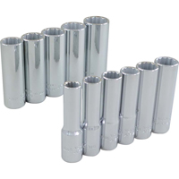 Socket Set, 11 Pcs, 3/8" Drive Size, Deep Les Distributions ICE