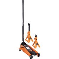 Service Jack with 4-Ton Vehicle Stands, 3.5 Ton(s) Capacity, 5-1/8" Lowered, 21" Raised, Manual Hydraulic Les Distributions ICE