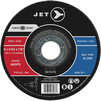 Meule &agrave; tronçonner Power-Xtreme A60PX, 5" x 3/64", Arbre de 7/8", Type 27, 12 200 Tr/min Les Distributions ICE