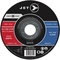 Meule &agrave; tronçonner Power-Xtreme A60PX, 6" x 3/64", Arbre de 7/8", Type 27, 10 200 Tr/min Les Distributions ICE