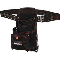Carpenter's Suede Nail & Tool Bag, Leather, 11 Pockets, Black Les Distributions ICE