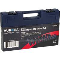 SAE Socket Set, 19 Pcs, Impact, 1/2" Drive Size, Deep Les Distributions ICE