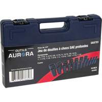SAE Socket Set, 19 Pcs, Impact, 1/2" Drive Size, Deep Les Distributions ICE