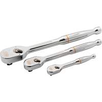 Ensemble de rochet &agrave; t&ecirc;te en goutte enti&egrave;rement polie avec prises 1/4", 3/8" & 1/2" 120XP Les Distributions ICE