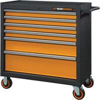 Armoire roulante pour outils s&eacute;rie GSX, 6 tiroirs, 36" la x 18-1/5" p x 37-2/5" h, Noir/Orange Les Distributions ICE