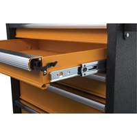Armoire roulante pour outils s&eacute;rie GSX, 6 tiroirs, 36" la x 18-1/5" p x 37-2/5" h, Noir/Orange Les Distributions ICE