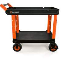 Chariot utilitaire industriel &agrave; 2 tablettes RAILWORKS avec roulettes de 8", 47" lo x 24-1/2" la x 37-4/5" h, Noir/Orange Les Distributions ICE