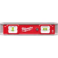 Niveau torpille &eacute;quip&eacute;e de fioles lumineuses, 9" lo, Aluminium, 2 fioles, Magn&eacute;tique Les Distributions ICE