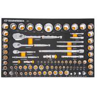 1/4", 3/8" & 1/2" 90-Tooth SAE/Metric Mechanics Tool Set with Foam Storage Tray Les Distributions ICE