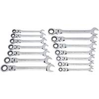 72-Tooth 12 Point Wrench Set, Flex Head/Ratcheting Combination, 14 Pieces, Imperial and Metric Les Distributions ICE