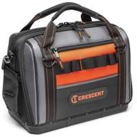 17" Tradesman Closed Top Tool Bag, Polyester, 3 Pockets, Black/Grey/Orange Les Distributions ICE