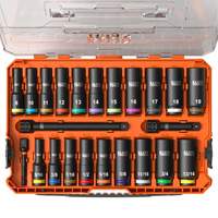 Jeu de douilles KNECT, 23 Mcx, Chocs, Prise de 3/8", Profond Les Distributions ICE