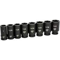 6 Point SAE Socket Set, 8 Pcs, Impact, 3/4" Drive Size, Deep Les Distributions ICE