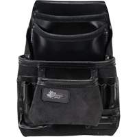 Phantom Collection Heavy-Duty Nail & Tool Bag, Leather, 10 Pockets, Black Les Distributions ICE