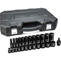 6-Point SAE Socket Set, 25 Pcs, Impact, 3/8" Drive Size, Deep Les Distributions ICE