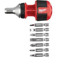 Tournevis compact &agrave; cliquet 8-en-1 &agrave; embouts multiples avec porte-embout de 1/4", Prise Coussin&eacute;e Les Distributions ICE