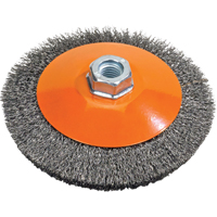 Saucer Cup Brush With Knot-Twisted Wires, 5" Dia., 0.02" Fill, 5/8"-11 Arbor, Steel Les Distributions ICE