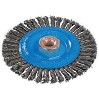 Brosse &agrave; fils nou&eacute;s pour cordons de soudure, Dia. 4", Fils 0,02", Arbre 5/8"-11, Aluminium/Acier inoxydable Les Distributions ICE