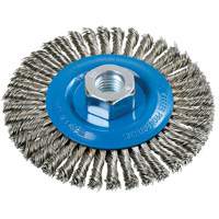 Brosse &agrave; fils nou&eacute;s pour cordons de soudure, Dia. 4-1/2", Fils 0,02", Arbre 5/8"-11, Aluminium/Acier inoxydable Les Distributions ICE