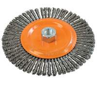 Brosse &agrave; fils nou&eacute;s pour cordons de soudure, Dia. 6-7/8'', Fils 0,02", Arbre 5/8"-11, Acier Les Distributions ICE