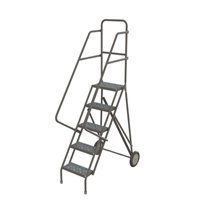 Steel Rolling Ladder, 5 Steps, 16" Step Width, 50" Platform Height, Steel Les Distributions ICE