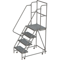Escabeaux roulants &agrave; dessus profond, 4 marches, Largeur de la marche 16", Hauteur de la plateforme 40", Acier Les Distributions ICE