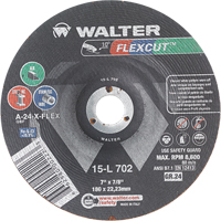 Meules &agrave; moyeu d&eacute;port&eacute; Flexcut, 7", 24 Grain, Oxyde d'aluminium, 7/8", 8600 Tr/min, Type 29 Les Distributions ICE