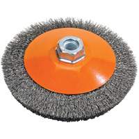 Saucer Crimped Wire Wheel, 6" Dia., 0.012" Fill, 5/8"-11 Arbor Les Distributions ICE