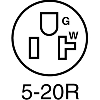 2-Pole 3-Wire Grounding Straight Blade Connector, 5-20P, Nylon Les Distributions ICE