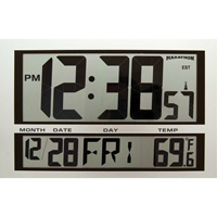 Jumbo Clock, Digital, Battery Operated, 16.5" W x 1.7" D x 11" H, Silver Les Distributions ICE