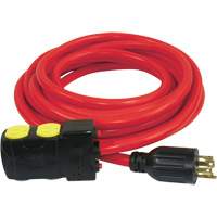 Generator Extension Cord with Resets, SJTW, 10 AWG, 20 A, 4 Outlet(s), 25' Les Distributions ICE