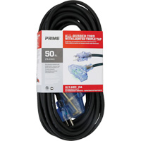 All-Rubber Extension Cord, Outdoor, SJOOW, 12/3 AWG, 15 A, 3 Outlet(s), 50' Les Distributions ICE