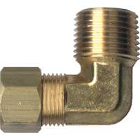 90° Pipe Elbow Fitting, Tube x Male Pipe, Brass, 1/4" x 1/2" Les Distributions ICE