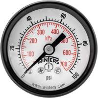 Manom&egrave;tre &eacute;conomique,  1-1/2", 0 - 100 psi, Fixation arri&egrave;re, Analogique Les Distributions ICE